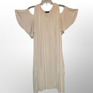 Women's cream beige color cold shoulder dress